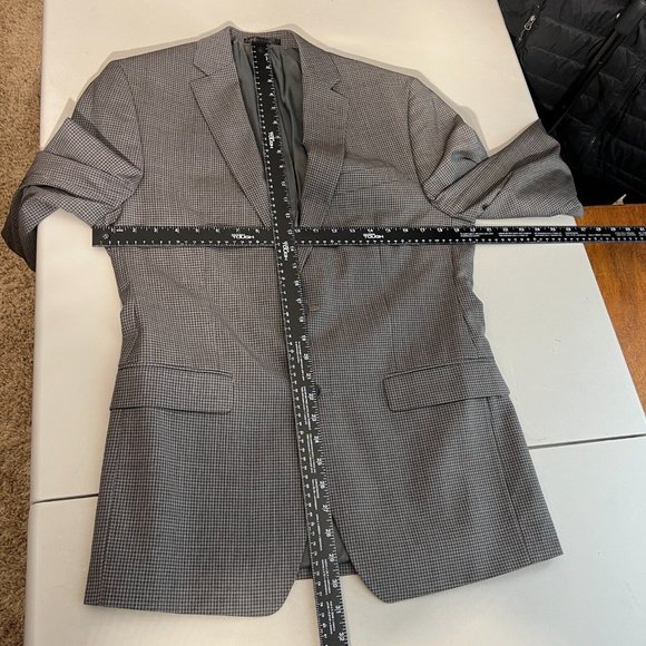 CALVIN KLEIN Blazer Jacket Sports Coat Men 38R Gray Check 100% Wool Professional - Picture 11 of 16